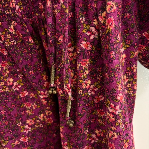 NEW Free People Printed Bohemian Boho Chic Dress Berry Combo XS 100% Cotton - Picture 7 of 14